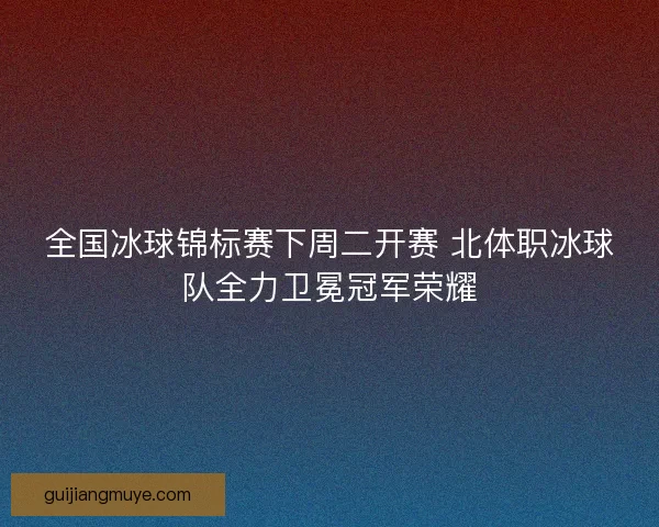 全国冰球锦标赛下周二开赛 北体职冰球队全力卫冕冠军荣耀